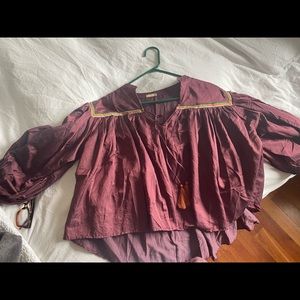 Maroon boho chic peasant blouse